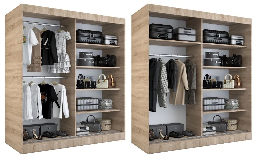 Szafa przesuwna MODUO COMFORT 180 antracyt/dąb sonoma z lustrem | MIRAT.  kolekcja MODUO COMFORT