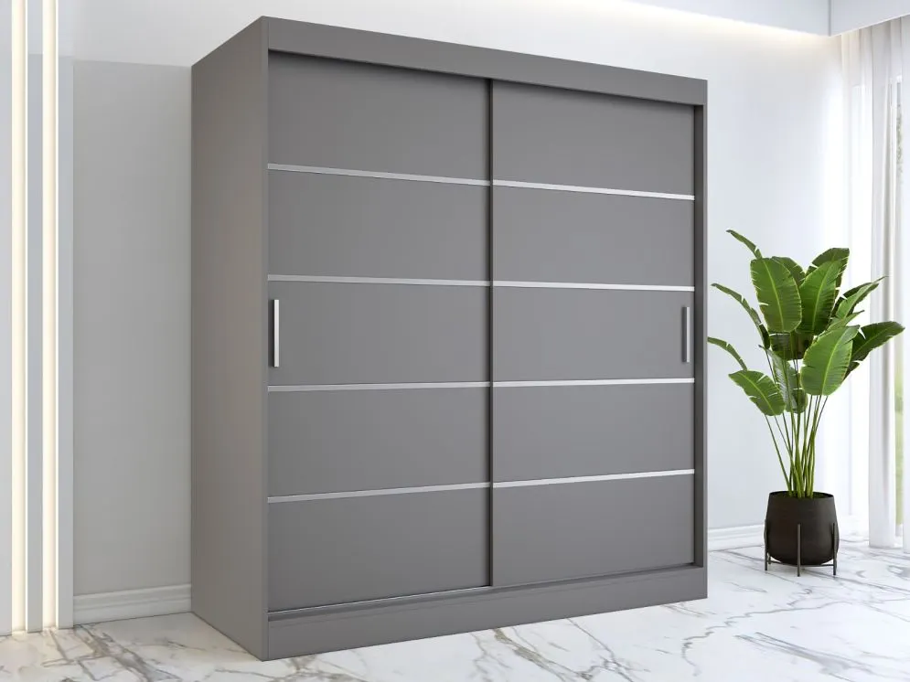 Szafa przesuwna MODUO COMFORT 180 antracyt z dekoracyjnymi frontami | MIRAT. kolekcja MODUO COMFORT