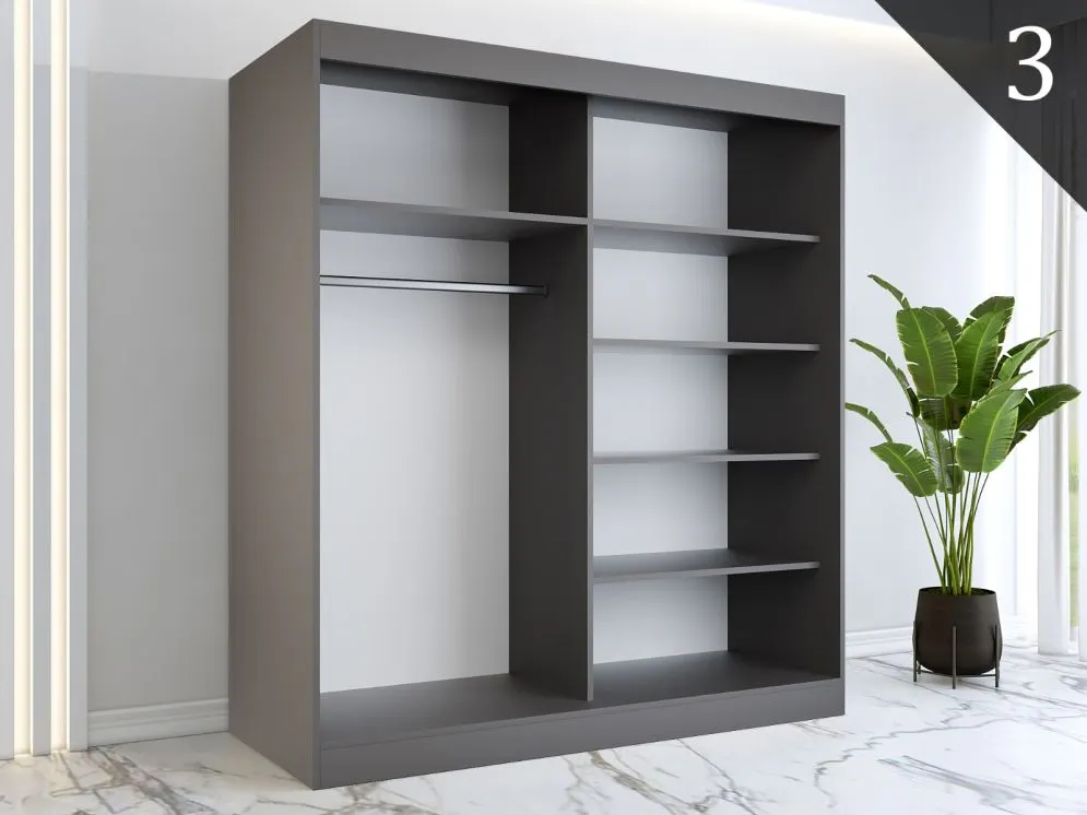Korpus szafy MODUO COMFORT 180 antracyt z półkami i drążkami | MIRAT.  kolekcja MODUO COMFORT