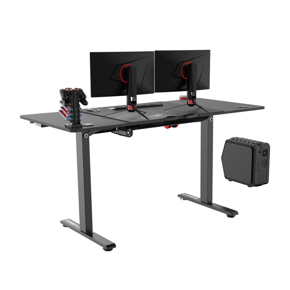 Biurko gamingowe LEVEL V2 czarne z uchwytem na słuchawki | MIRAT.