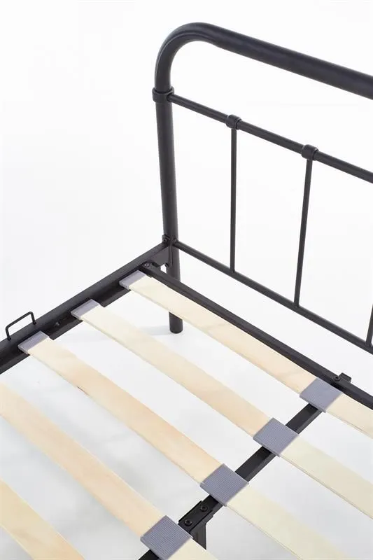 Łóżko LINDA 120x200 czarne metalowe dwuosobowe | MIRAT. styl LOFT