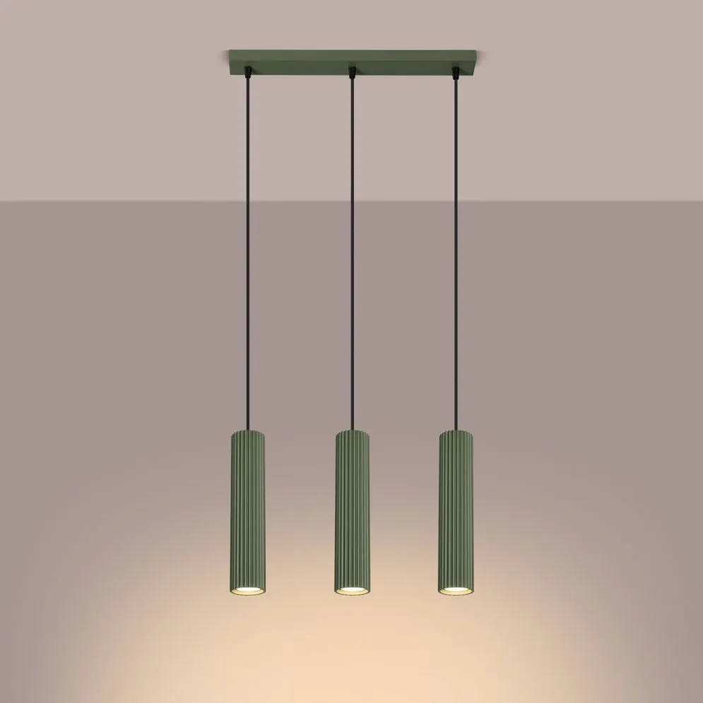 Lampa wisząca KARBON 3L zielona oliwka | sklep MIRAT  kolekcja karbon