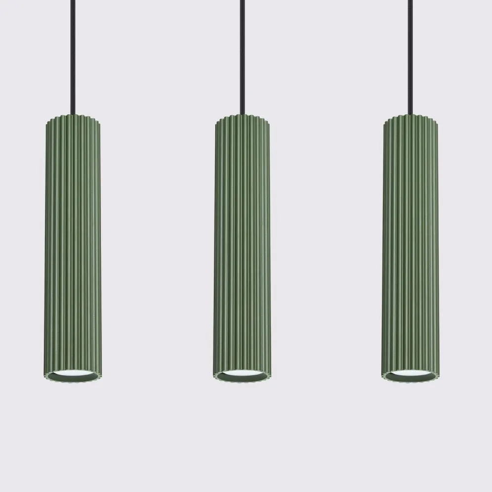 Lampa wisząca KARBON 3L zielona oliwka | sklep MIRAT  kolekcja karbon