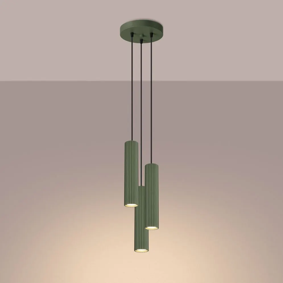 Lampa wisząca KARBON 3P zielona oliwka | sklep MIRAT  kolekcja karbon