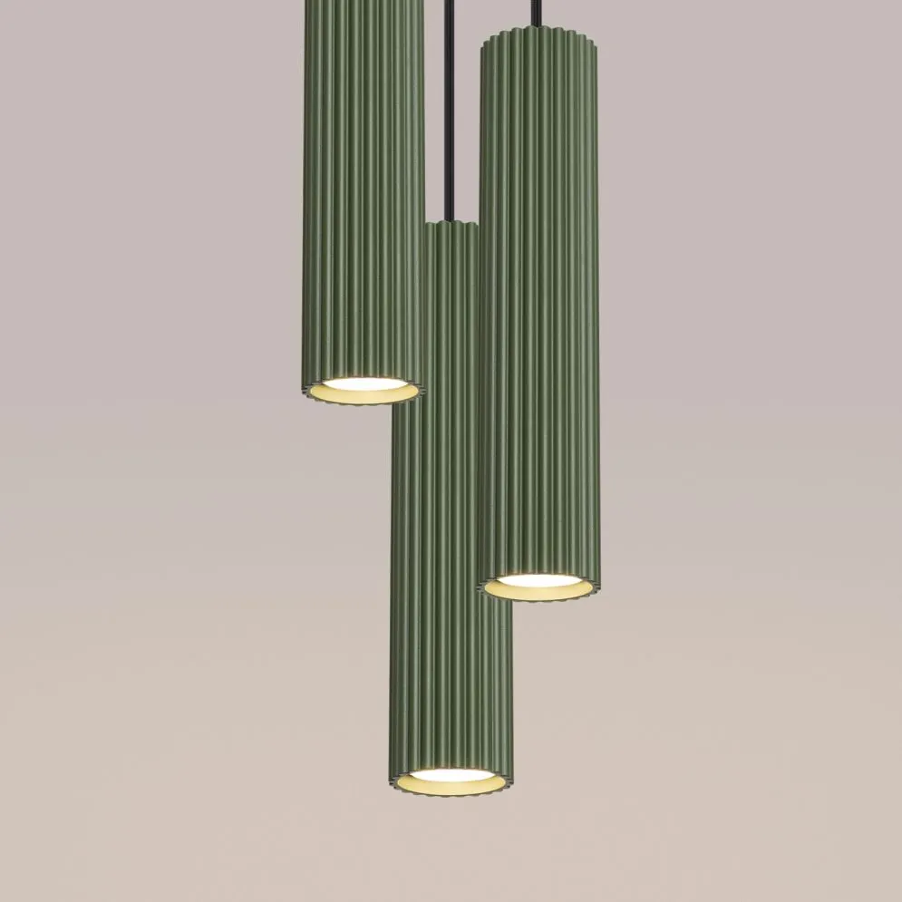 Lampa wisząca KARBON 3P zielona oliwka | sklep MIRAT  kolekcja karbon