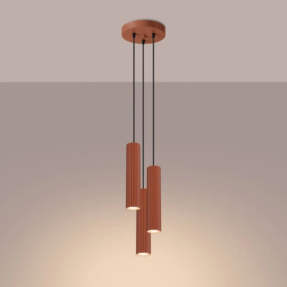 Lampa wisząca KARBON 3P ochra czerwona | sklep MIRAT  kolekcja karbon
