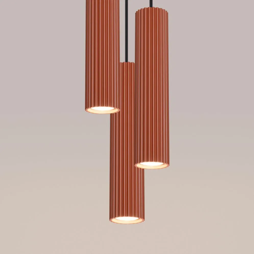 Lampa wisząca KARBON 3P ochra czerwona | sklep MIRAT  kolekcja karbon