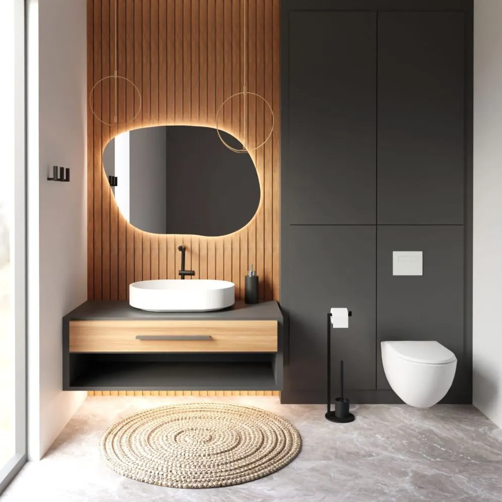 Stalowa szczotka do WC SC-03 czarna stojąca | MIRAT. w stylu LOFT kolekcja