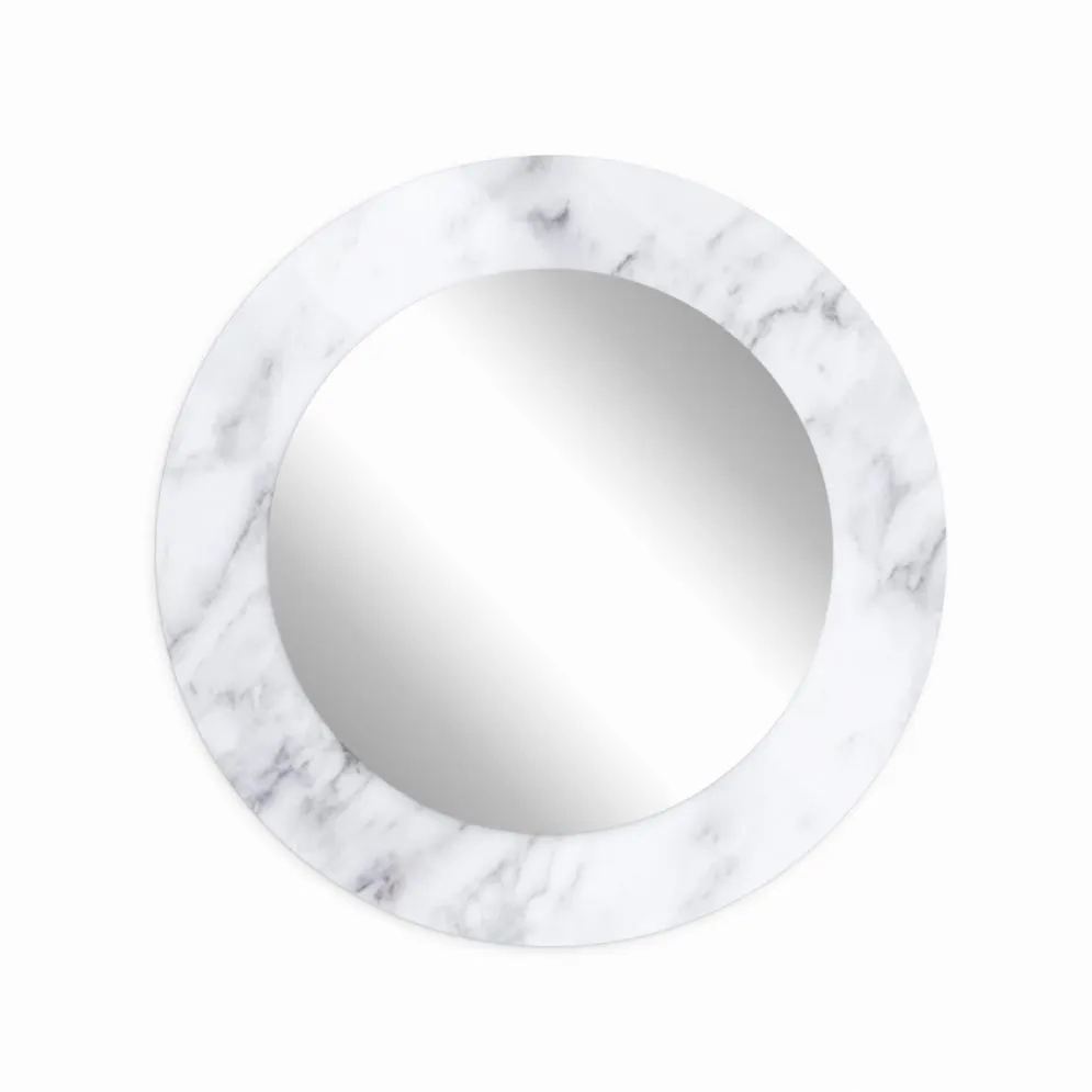 Lustro okrągłe MORENA WHITE MARBLE 70cm białe marmurkowe I sklep meblowy MIRAT.