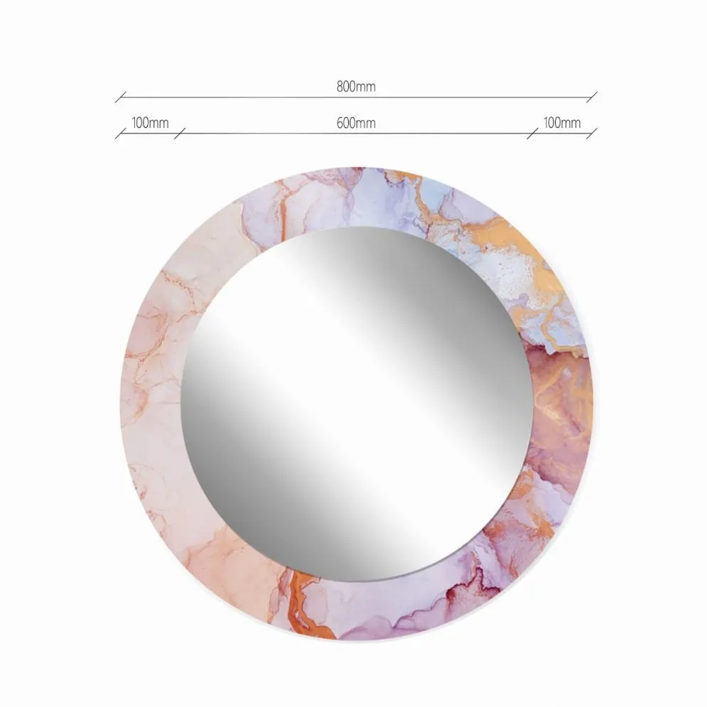 Lustro okrągłe MORENA PINK MARBLE 80cm różowe do salonu I sklep meblowy MIRAT.