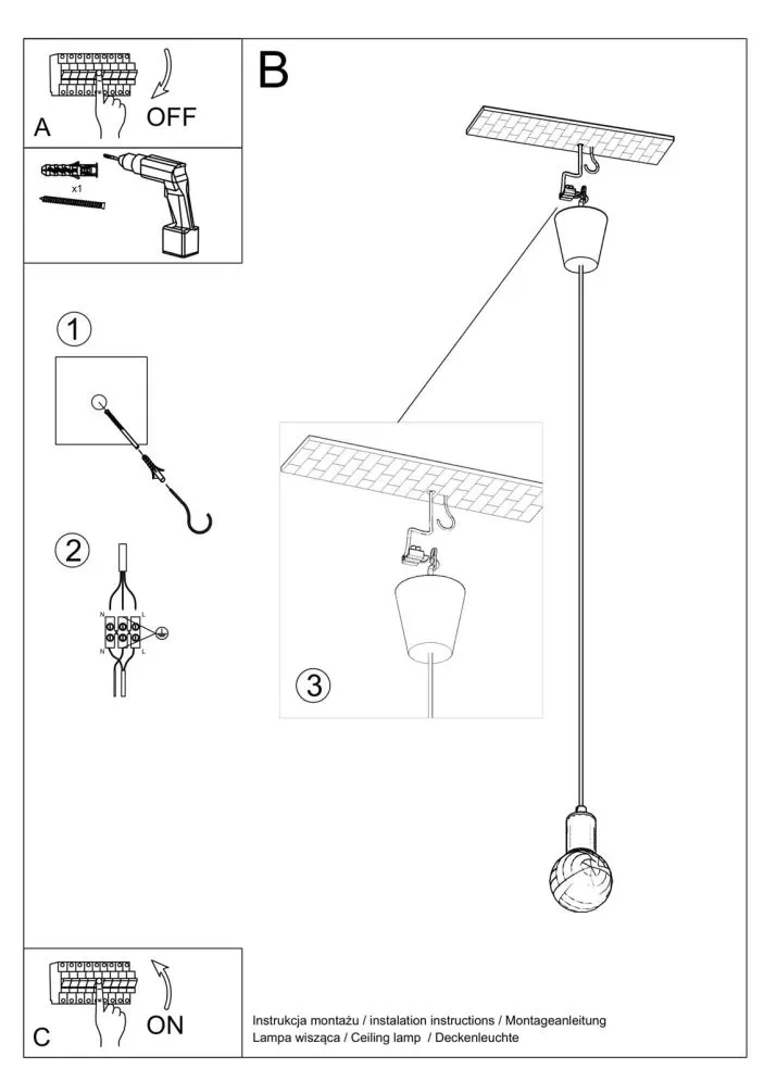 Lampa wisząca DIEGO 1 biała | sklep MIRAT  kolekcja diego