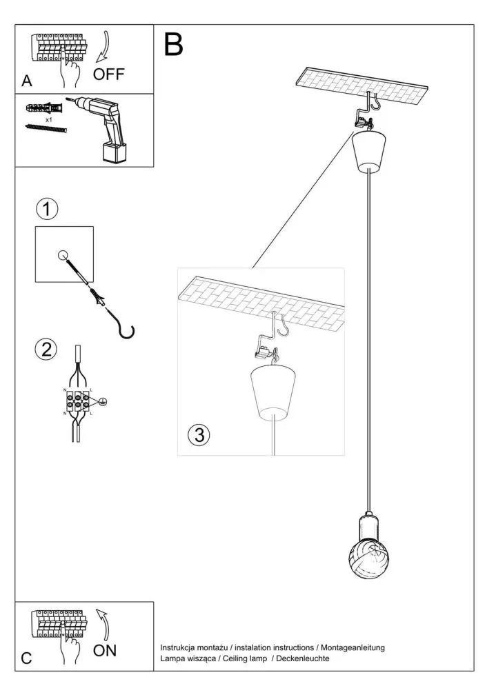 Lampa wisząca DIEGO 1 czarna | sklep MIRAT  kolekcja diego