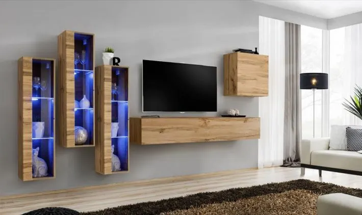 Meblościanka SWITCH XIII wisząca z przeszklonymi witrynami | MIRAT. w stylu kolekcja SWITCH