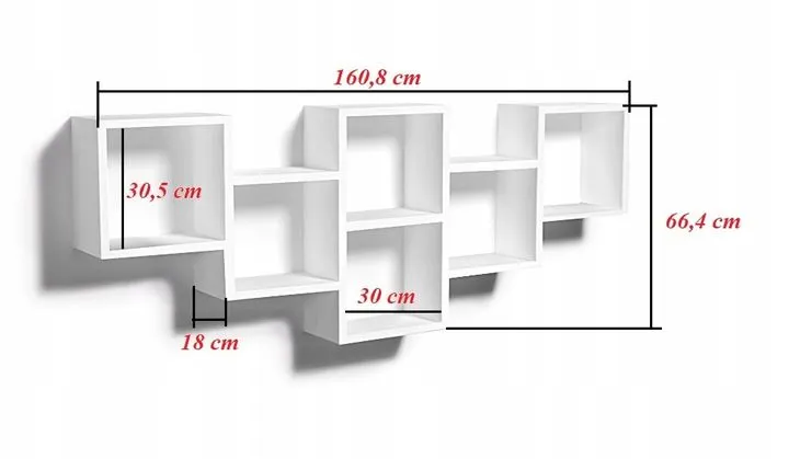 Półka ALESIA 9 orzech wisząca do salonu | MIRAT. styl LOFT
