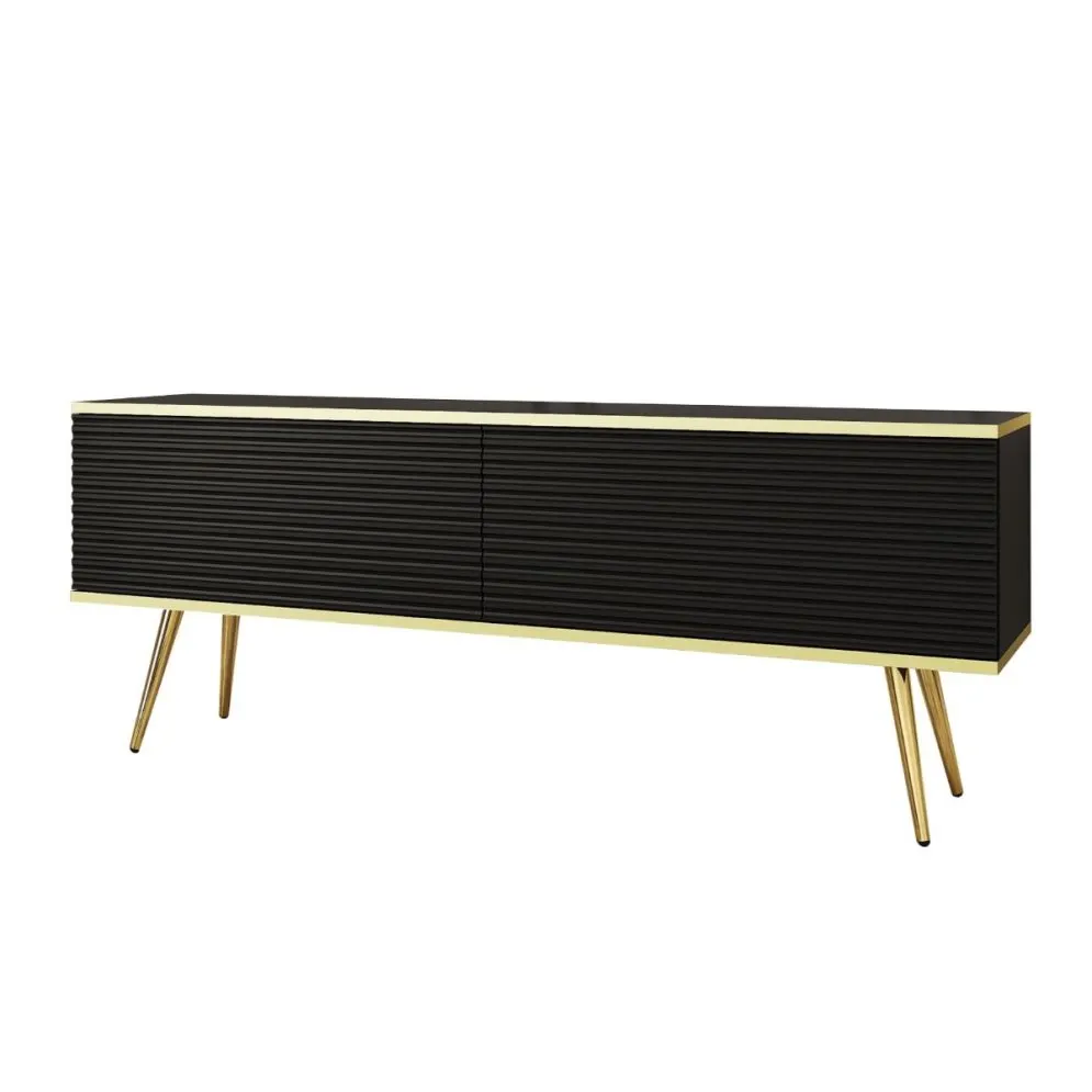 Szafka RTV KARL 3D 135cm wisząca/stojąca czarny mat ryflowana I sklep meblowy MIRAT. styl GLAMOUR, LOFT