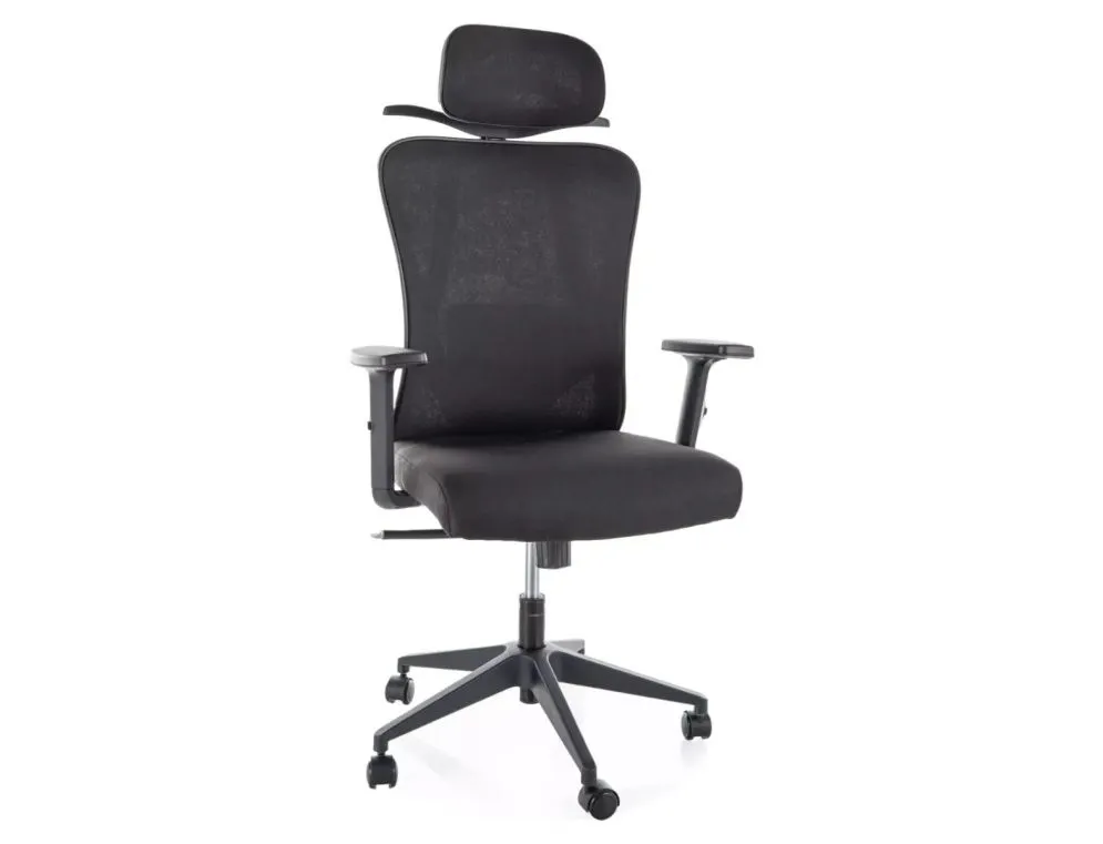 Czarny fotel ergonomiczny Q-080M z atestem BHP i wieszakiem | MIRAT