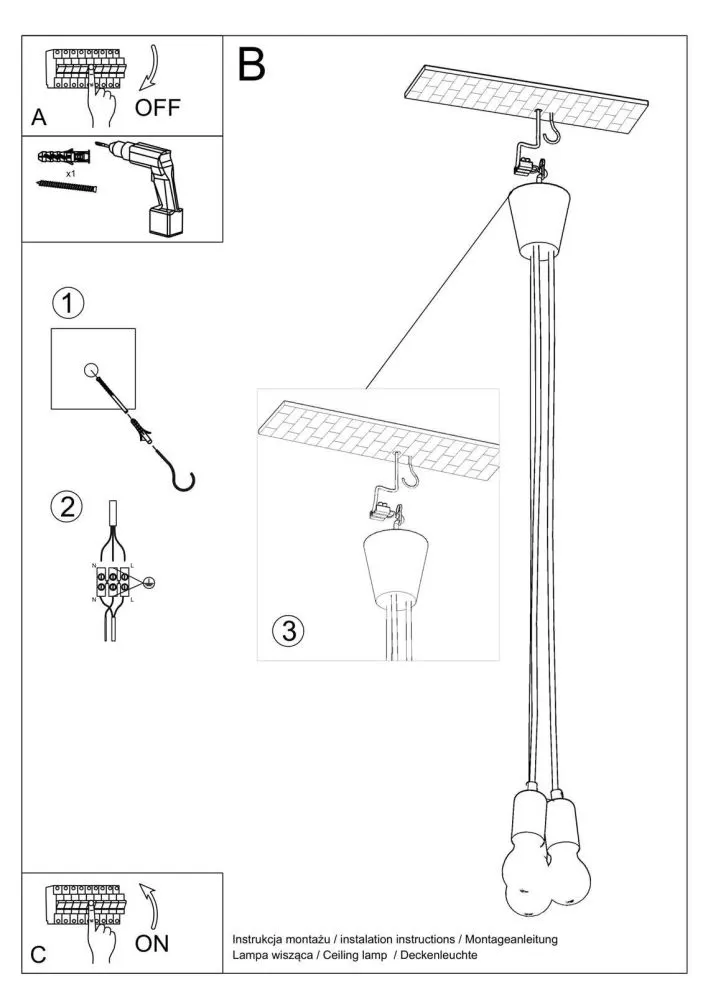 Lampa wisząca DIEGO 3 żółta | sklep MIRAT kolekcja diego