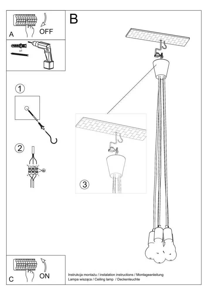 Lampa wisząca DIEGO 5 biała | sklep MIRAT kolekcja diego
