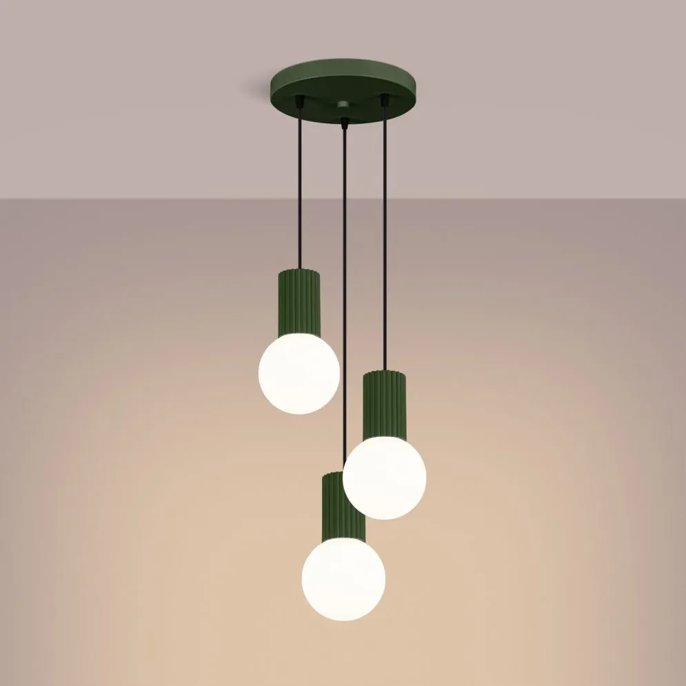 Lampa wisząca HALO 3P zielona oliwka | sklep MIRAT  kolekcja halo