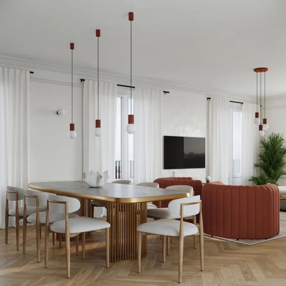 Lampa wisząca HALO 1 ochra czerwona | sklep MIRAT kolekcja halo