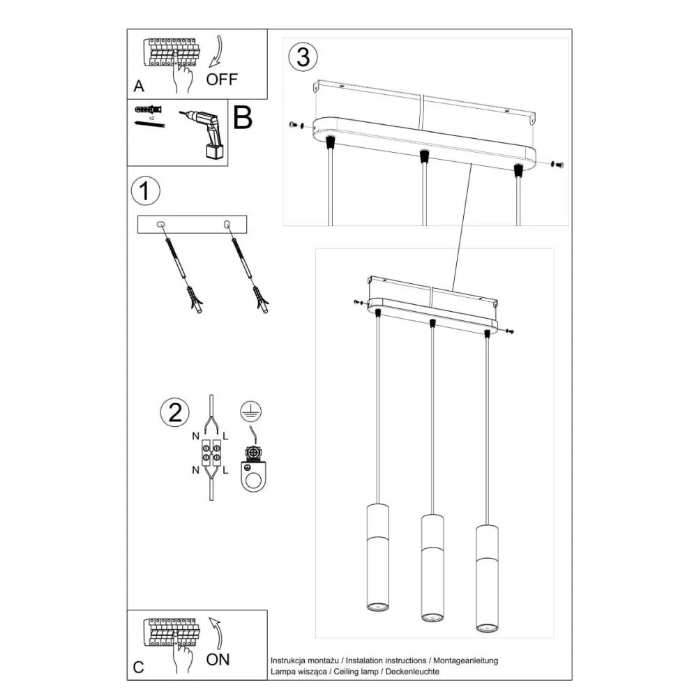 Lampa wisząca BORGIO 3L biały | sklep MIRAT  kolekcja borgio