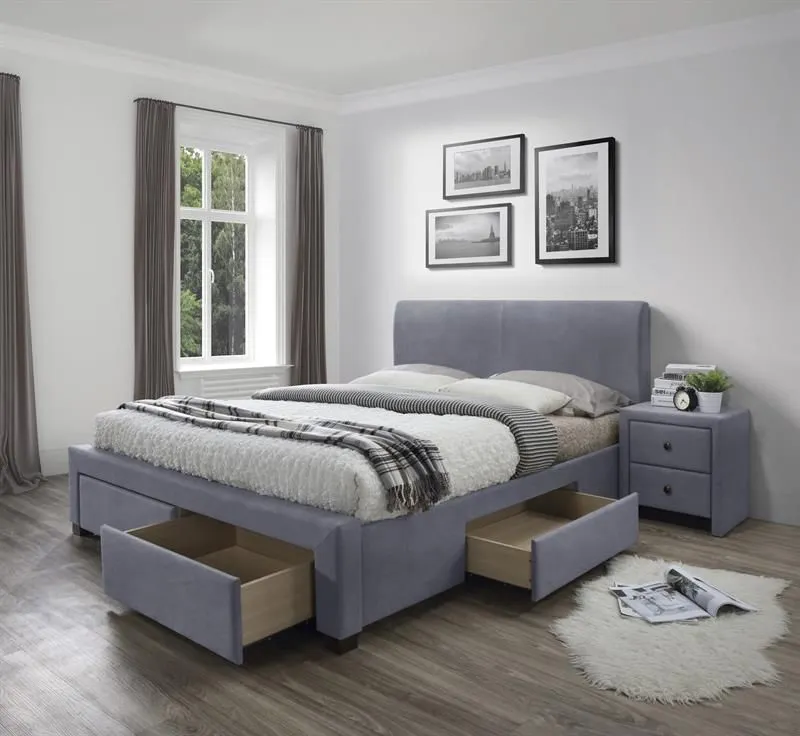 Łóżko MODENA 3 160x200 szare tapicerowane tkaniną velvet | MIRAT. w stylu GLAMOUR kolekcja