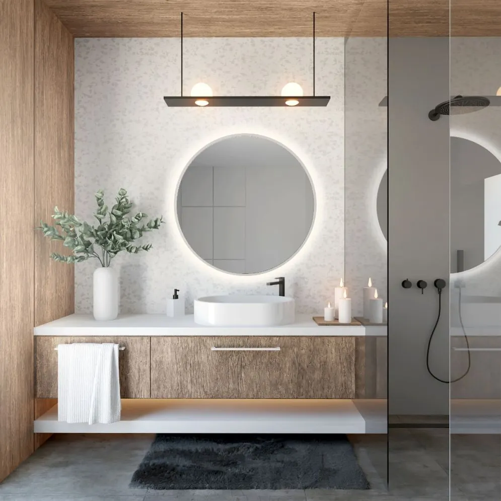 Lustro łazienkowe ZIRCON BETON 90 z oświetleniem LED | MIRAT. w stylu kolekcja ZIRCON