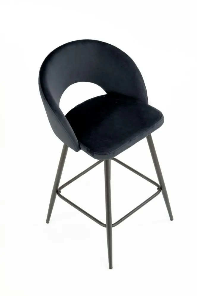 Hoker barowy H96 VELVET czarny welurowy I sklep meblowy MIRAT. styl LOFT