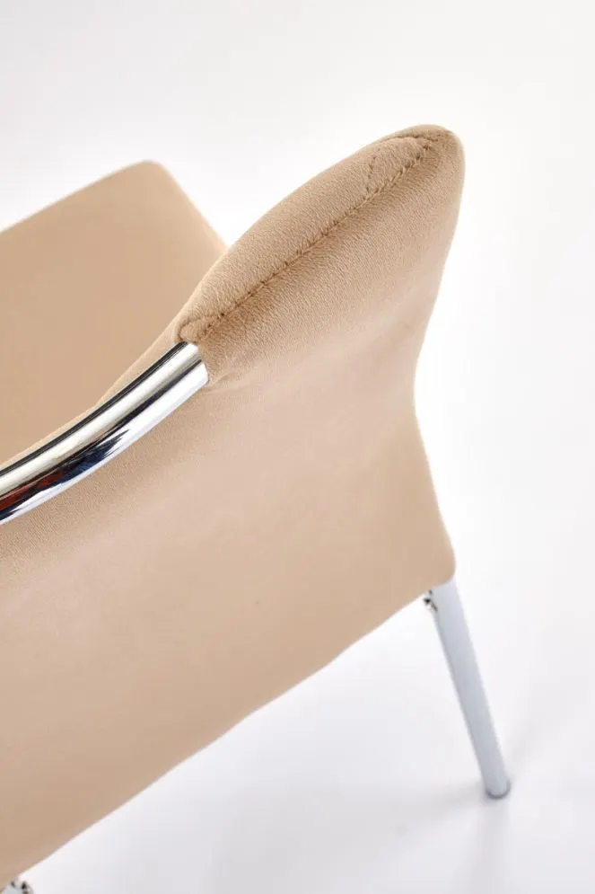 Krzesło tapicerowane K578 VELVET beżowe pikowane I sklep meblowy MIRAT. styl GLAMOUR