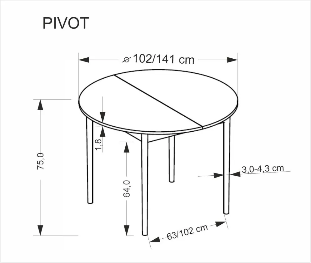 Stół rozkładany PIVOT 102(142)x102 dąb artisan/czarny okrągły I sklep meblowy MIRAT. styl SKANDYNAWSKI