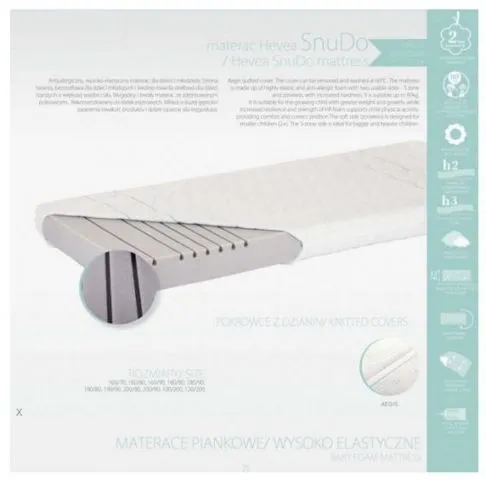 Materac piankowy Snudo 90x180 H2 i H3 wysokoelastyczny | MIRAT.