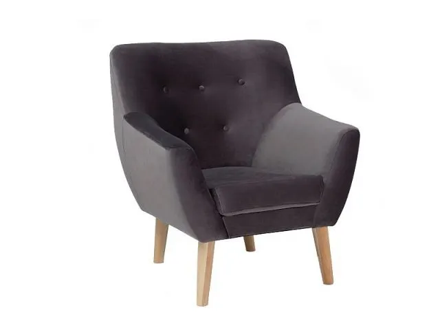 Szary fotel tapicerowany do salonu w stylu glamour NORDIC 1 VELVET