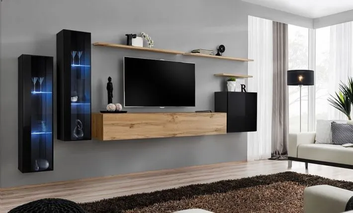 Witryna SWITCH WW2 wisząca szklana z podświetlanymi półkami | MIRAT. w stylu  kolekcja SWITCH