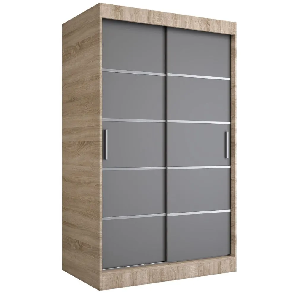 Szafa przesuwna MODUO COMFORT 120 dąb sonoma/antracyt z ozdobnymi listwami | MIRAT. w stylu  kolekcja MODUO COMFORT