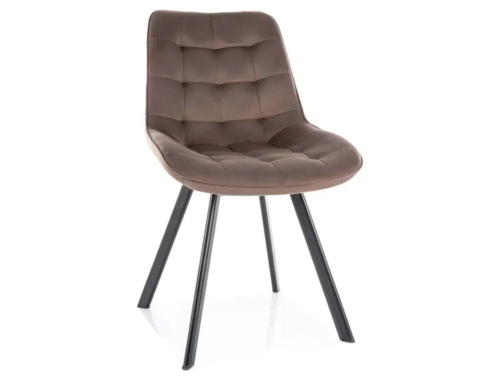 Eleganckie krzesło Monti Velvet cappuccino na czarnych nogach | MIRAT