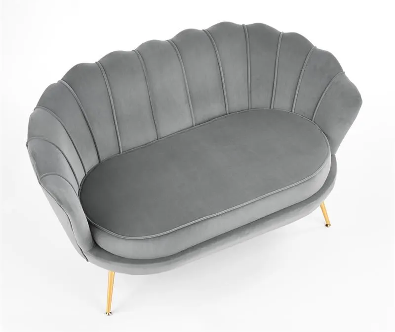 Sofa AMORINITO XL szara muszla na złotych lub czarnych nogach | MIRAT. styl GLAMOUR, PASTELE