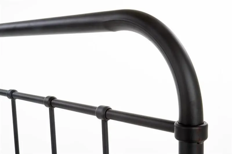 Łóżko LINDA 90x200 czarne metalowe jednoosobowe | MIRAT. styl LOFT
