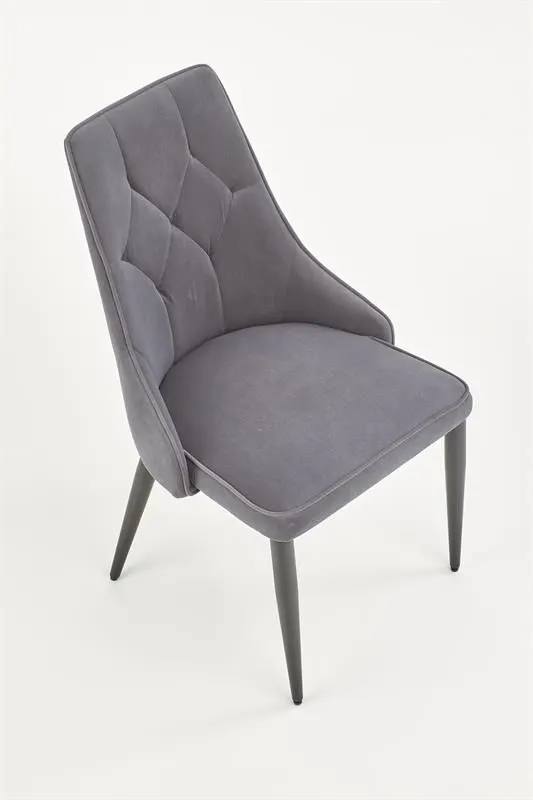 Krzesło K365 VELVET szare z metalowymi nogami do salonu | MIRAT. w stylu GLAMOUR kolekcja