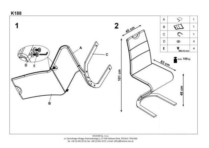 Instrukcja montażu krzesła K188