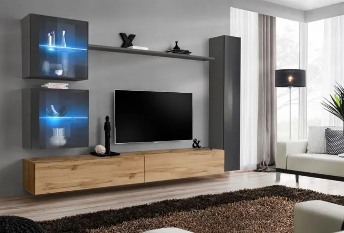 Meblościanka SWITCH XVIII wisząca nowoczesna na wysoki połysk | MIRAT. w stylu  kolekcja SWITCH