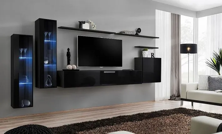 Witryna SWITCH WW2 wisząca szklana z podświetlanymi półkami | MIRAT. w stylu  kolekcja SWITCH