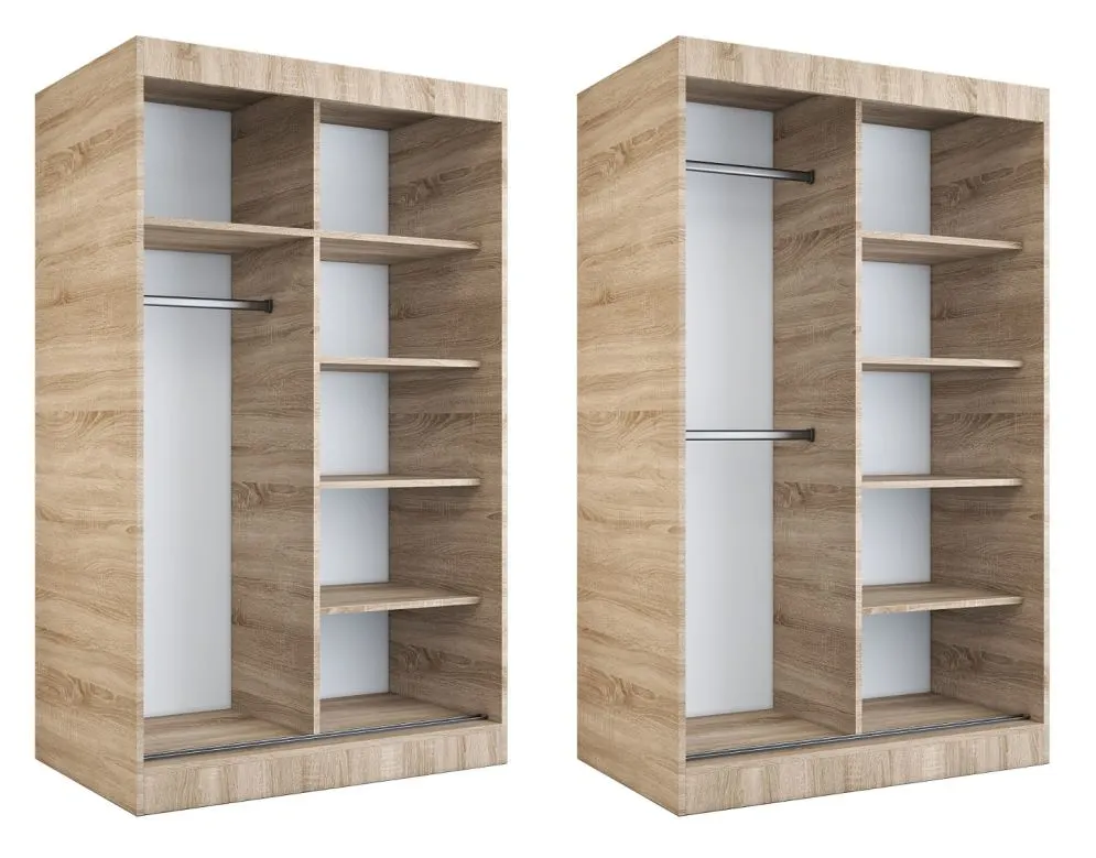 Szafa przesuwna MODUO COMFORT 120 biała mat/dąb sonoma gładka do sypialni | MIRAT. w stylu  kolekcja MODUO COMFORT