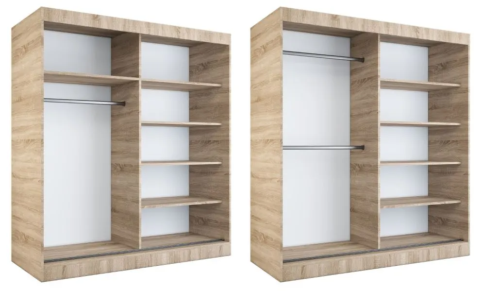 Szafa przesuwna MODUO COMFORT 180 antracyt/dąb sonoma z lustrem | MIRAT.  kolekcja MODUO COMFORT