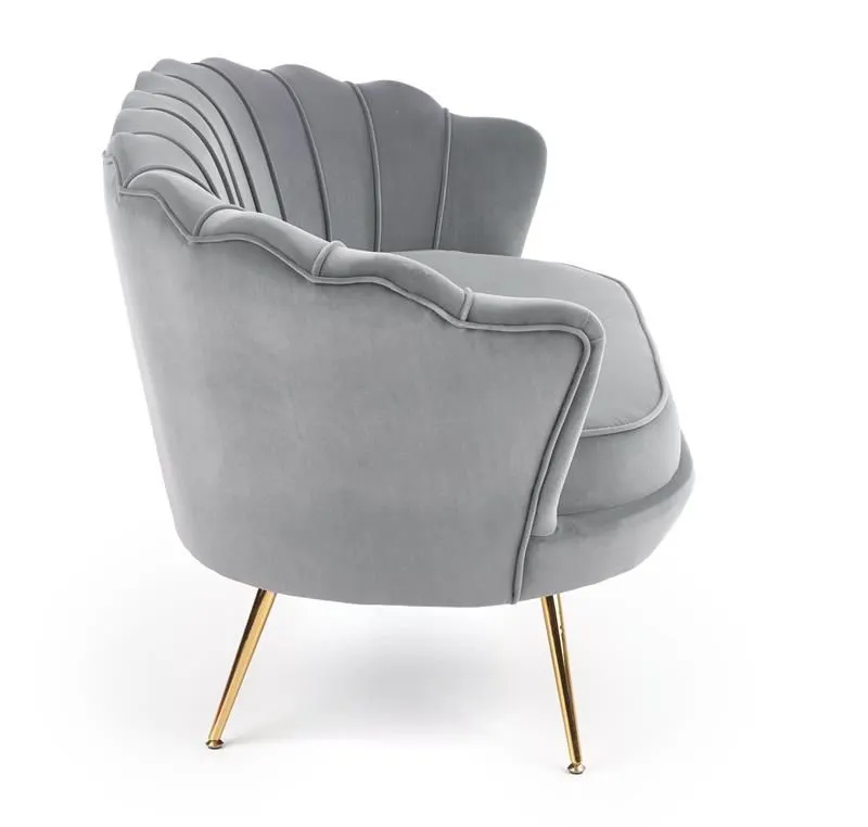Sofa AMORINITO XL szara muszla na złotych lub czarnych nogach | MIRAT. styl GLAMOUR, PASTELE