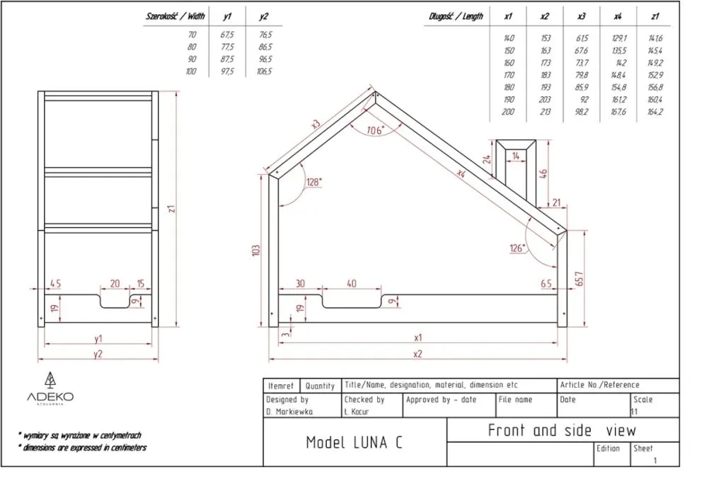 Łóżko dziecięce LUNA C 80x160 sosna polskie | MIRAT. w stylu kolekcja LUNA