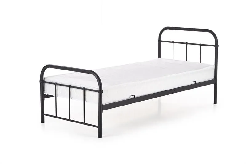 Łóżko LINDA 90x200 czarne metalowe jednoosobowe | MIRAT. styl LOFT