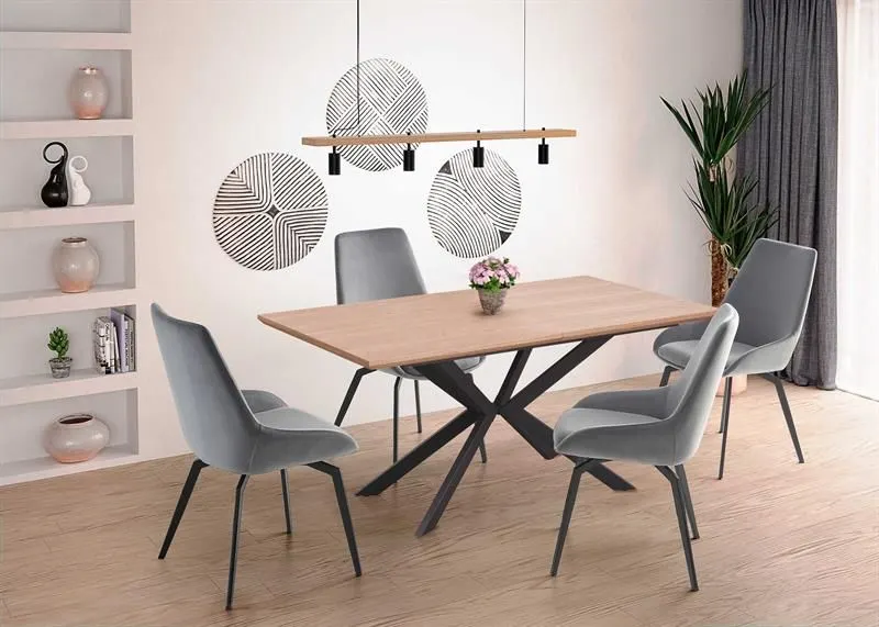 Stół rozkładany LEGARTO 160(200)x90 dąb/czarny na designerskiej podstawie | MIRAT. w stylu LOFT kolekcja