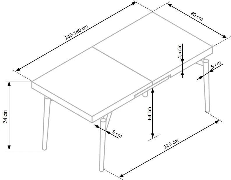 Stół CAMBELL 140(180)x80 dąb naturalny rozkładany w stylu loft | MIRAT. w stylu LOFT kolekcja