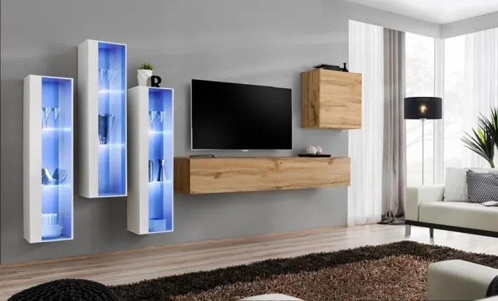 Meblościanka SWITCH XIII wisząca z przeszklonymi witrynami | MIRAT. w stylu kolekcja SWITCH