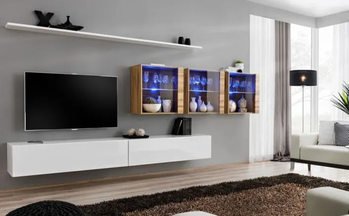 Meblościanka SWITCH XVII z podświetleniem na wysoki połysk | MIRAT. w stylu kolekcja SWITCH